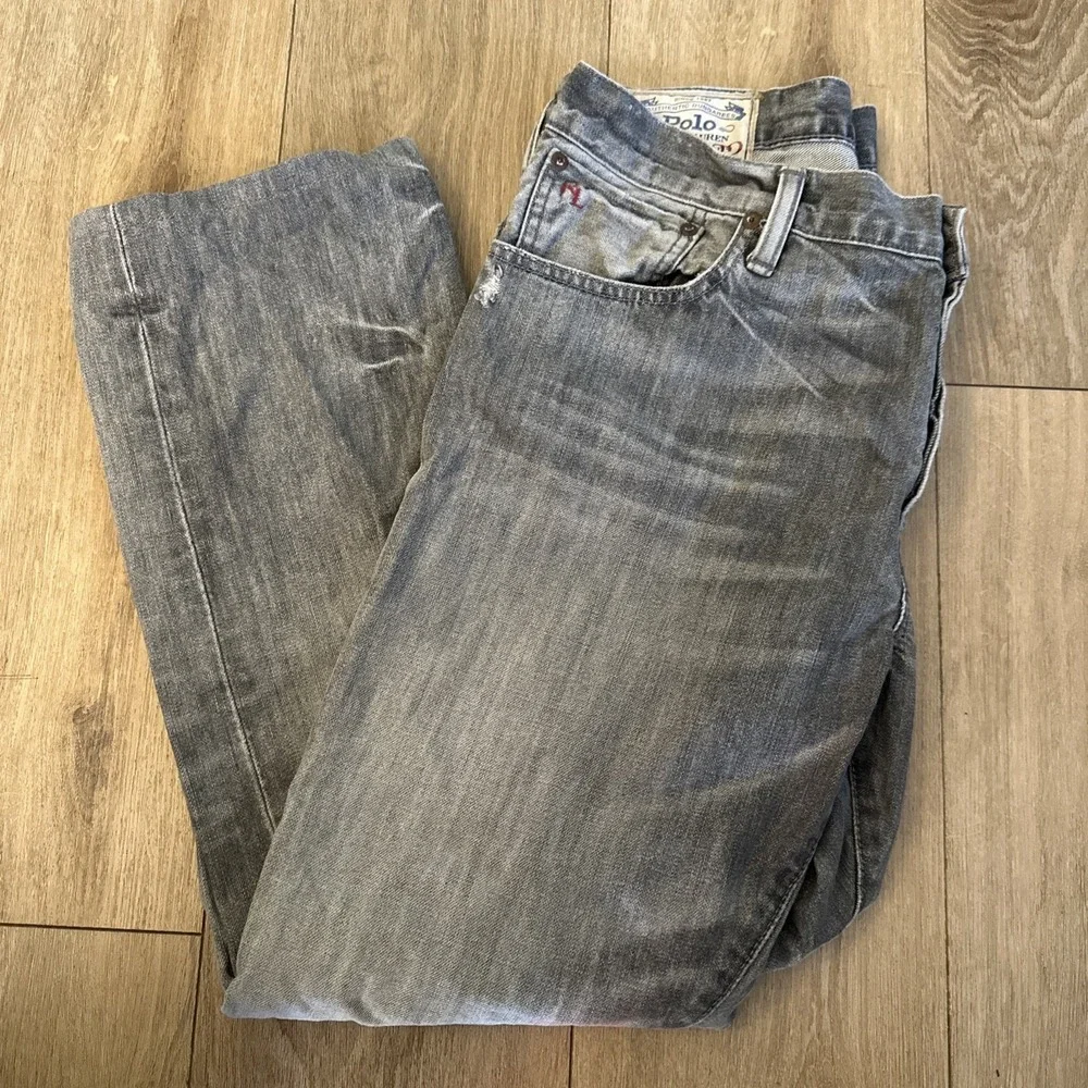 Polo Ralph Lauren Men's Jeans Denim Grey Distressed Grunge Size‎ 38x26